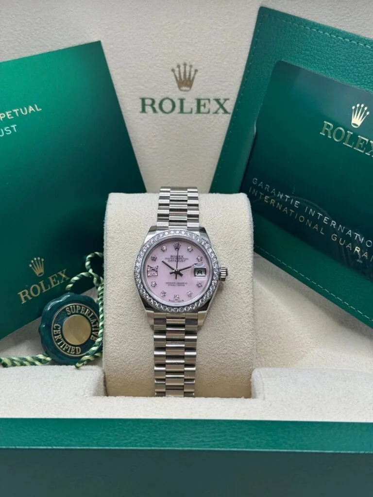 RLX Lady-Datejust 31mm 279139RBR Pink Opal Diamond Dial and Diamond Bezel White Gold Bracelet