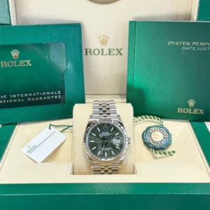 RLX Datejust 36mm 126234 Olive Green Palm Motif Dial Jubilee Stainless Steel Watch