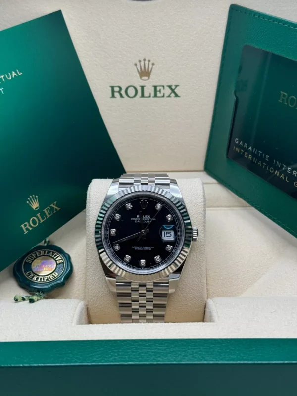 RLX Datejust 41mm 126334 Black Diamond Oyster Stainless Steel Mens Watch