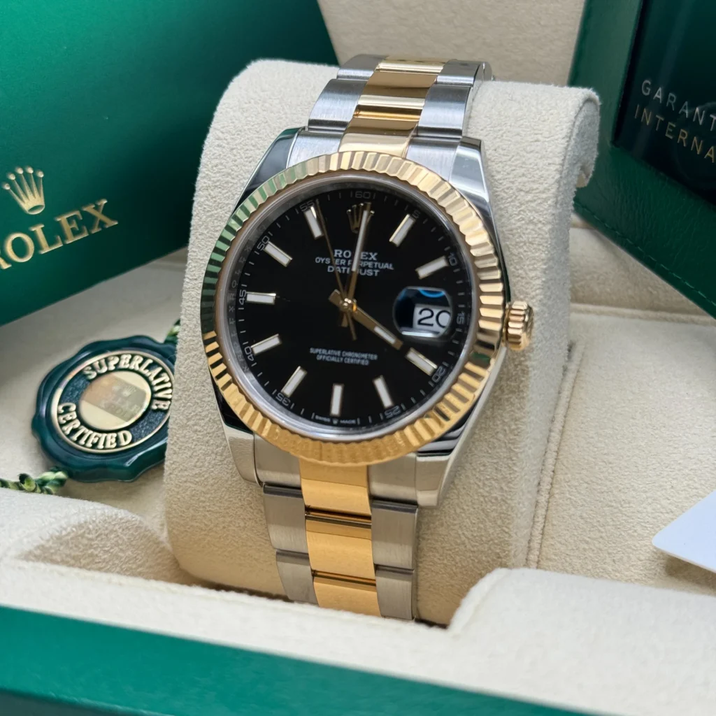 RLX Datejust 41mm Two-Tone Yellow Gold Fluted Bezel Black Index Dial Jubilee - 126333