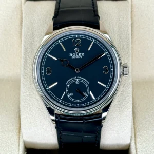 Rolex 1908 White Gold Black Dial Black Alligator Strap - 52509-0002