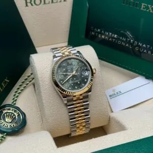 RLX Datejust m278273-0031/0032 31mm Olive Green Floral Motif Dial Stainless Steel and Yellow Gold Oyster Watch