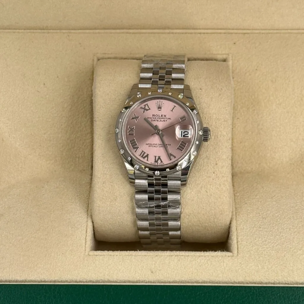 RLX Datejust m278344-0021/0022 Pink Dial 31mm Domed Diamond Oyster Watch