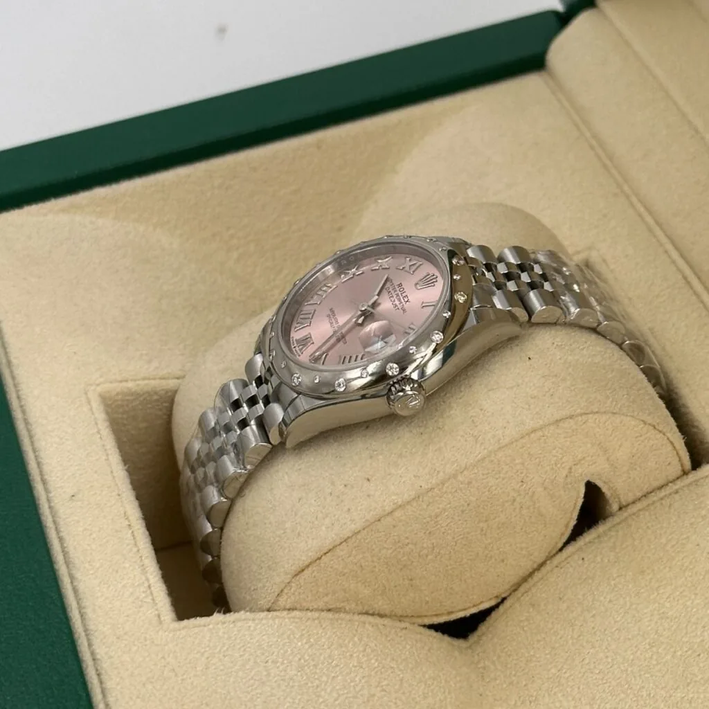 RLX Datejust m278344-0021/0022 Pink Dial 31mm Domed Diamond Oyster Watch