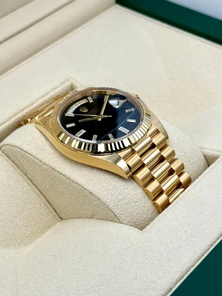 RLX Yellow Gold President Day Date 40mm Onyx Diamond Dial - 228238
