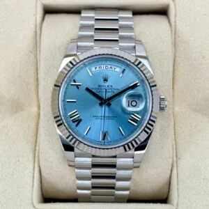 RLX Day-Date "President" 40mm Platinum Ice Blue Roman Dial - 228236