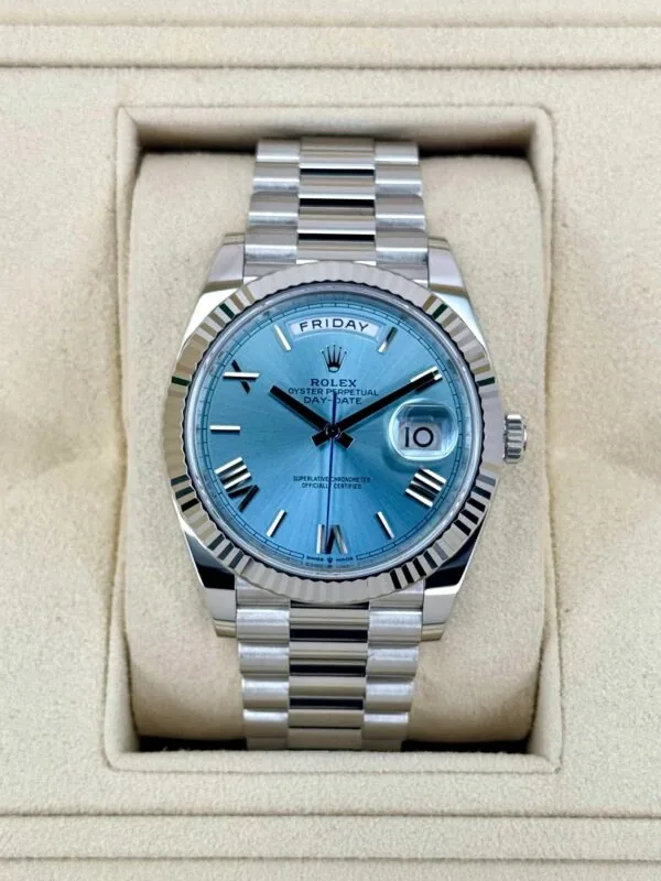 RLX Day-Date "President" 40mm Platinum Ice Blue Roman Dial - 228236