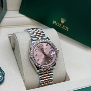 RLX Datejust m278381-0023/0024 Rose Diamond 31mm Dial Diamond-Set Bezel and Oyster Bracelet Watch