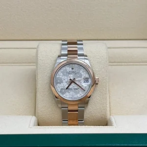 RLX Datejust m278241-0031/0032 31mm Silver Floral Motif Dial Oyster Bracelet Watch