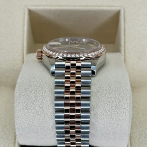 RLX Datejust m278381-0005/0006 Chocolate Roman Diamond 31mm Dial Diamond-Set Bezel and Oyster Bracelet Watch