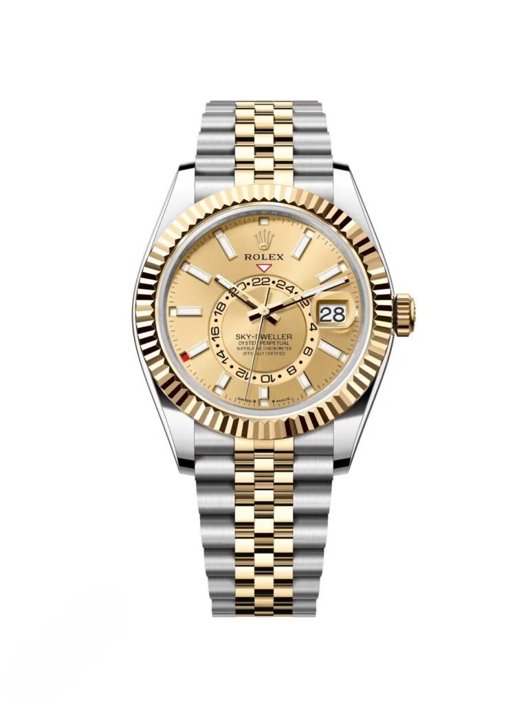 RLX Sky-Dweller 42mm 336933-0001/0002 Two-Tone Yellow Gold Champagne Dial Oyster