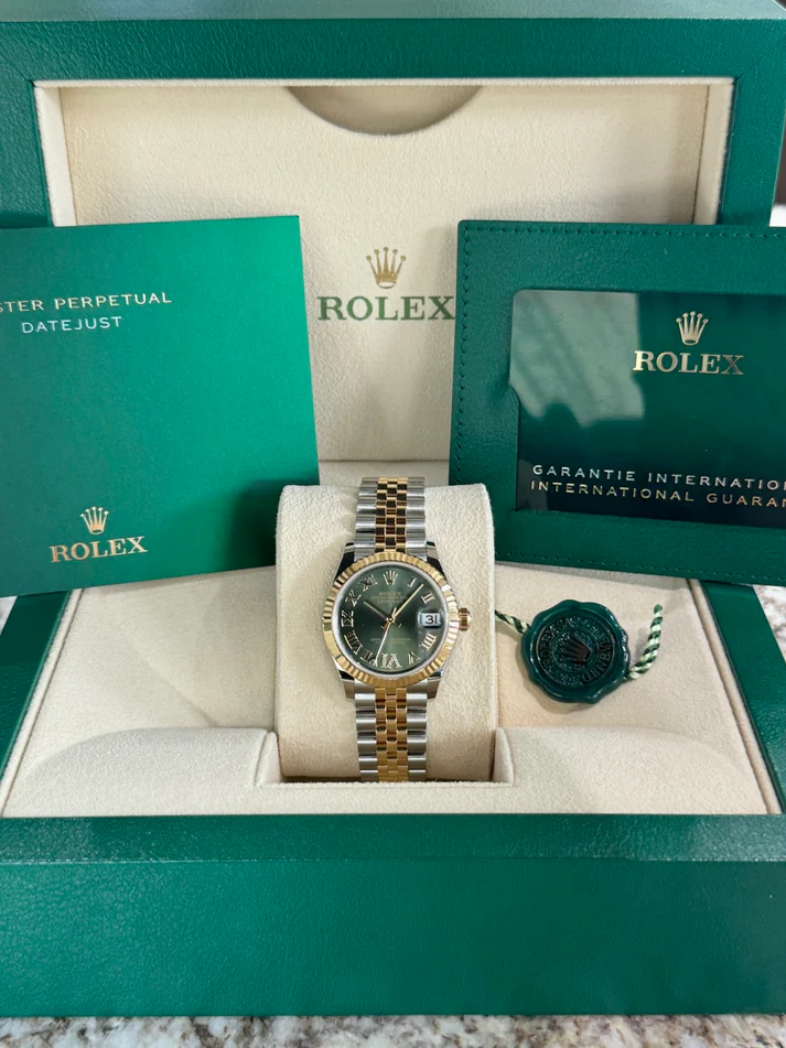 RLX Datejust m278273-0015/0016 31mm Olive Green Dial Stainless Steel and Yellow Gold Oyster Watch