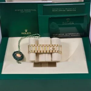 RLX Day-Date "President" 40mm Yellow Gold Silver Index Dial - 228238