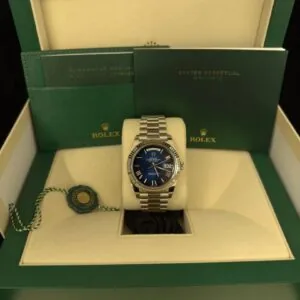 RLX Day-Date "President" 40mm Platinum Blue Roman Ombre Dial - 228236