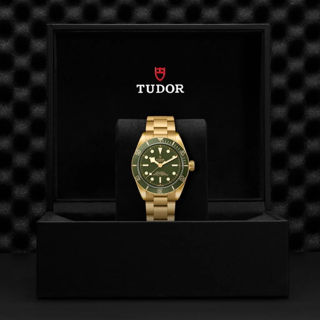 TUDOR Black Bay 58 18K 39mm 18ct Yellow Gold Green Dial Bracelet Watch M79018V-0006
