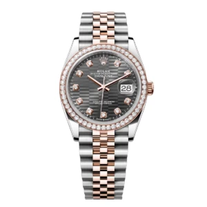 RLX Datejust 36mm 126281 Slate Fluted Motif Diamond Dial Diamond Bezel and Oyster Bracelet