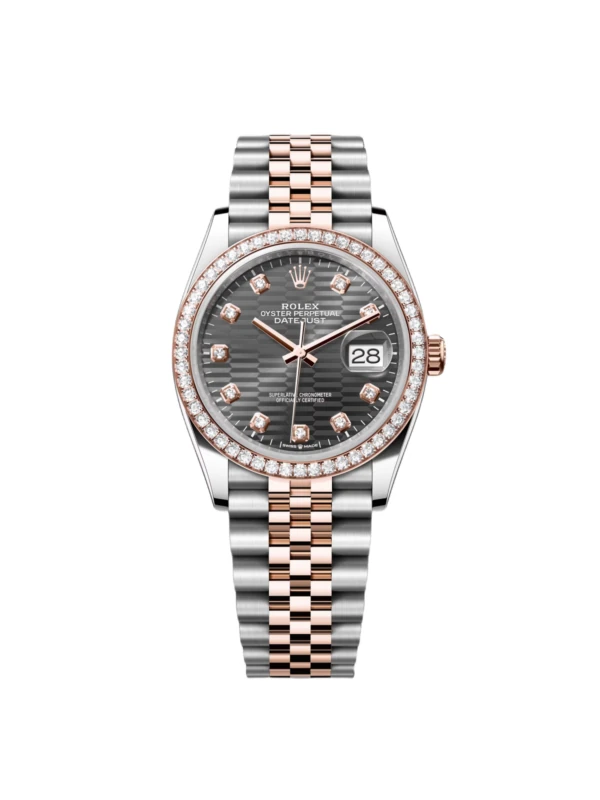 RLX Datejust 36mm 126281 Slate Fluted Motif Diamond Dial Diamond Bezel and Oyster Bracelet