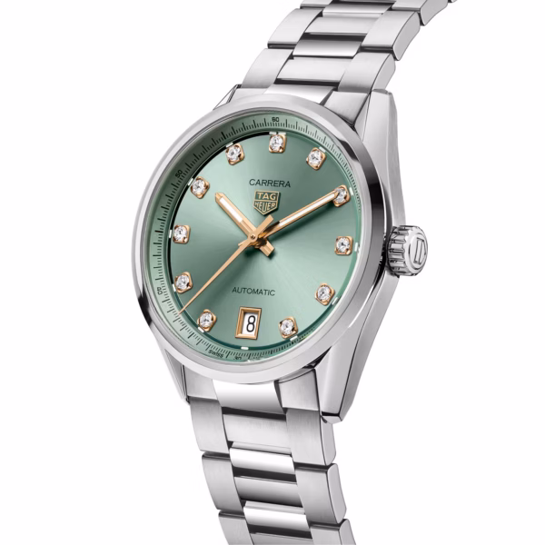 TAG Heuer Carrera Date 36mm Ladies Watch Green Diamond Dot WBN2317.BA0001