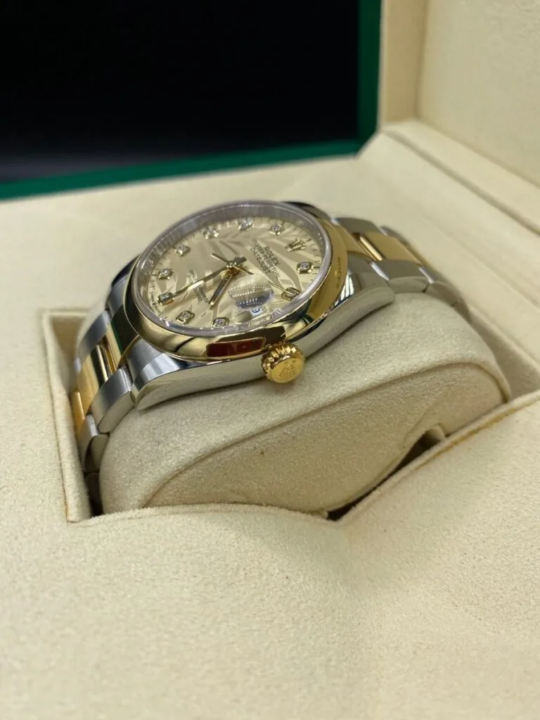 RLX Datejust 36mm 126203 Golden Palm Dial Domed Bezel Oyster Bracelet