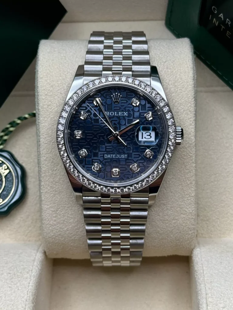 RLX Datejust 36mm 126284 Blue Jubilee Diamond Dial & Diamond Bezel, Stainless Steel Oyster Bracelet Watch
