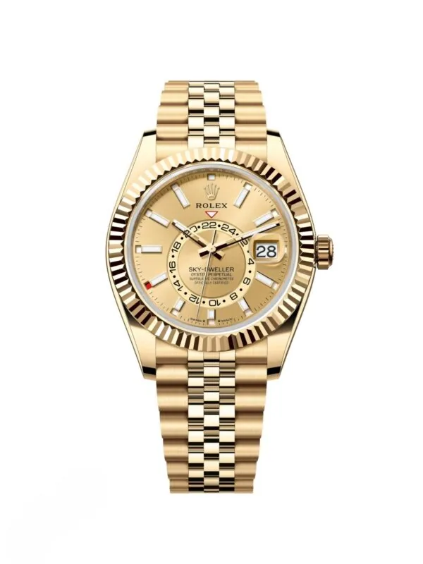 RLX Sky-Dweller 42mm 336938-0001/0004 Yellow Gold Champagne Dial Jubilee