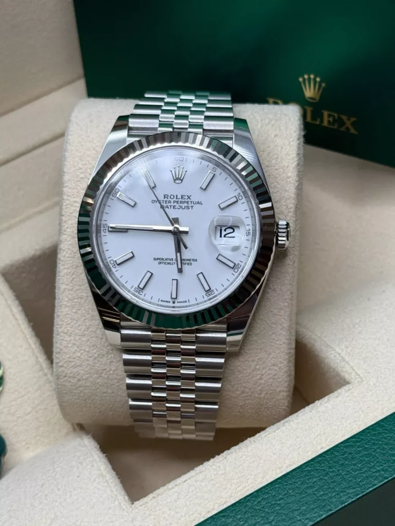 RLX Datejust 41mm White Index Oyster Stainless Steel Men’s Watch - 126334