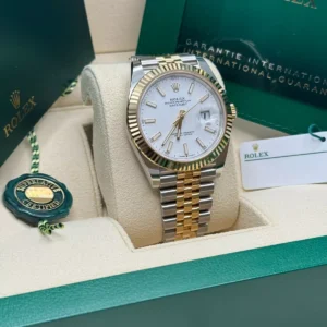 RLX Datejust 41mm 126333 White Index Oyster Steel and Yellow Gold Mens Watch