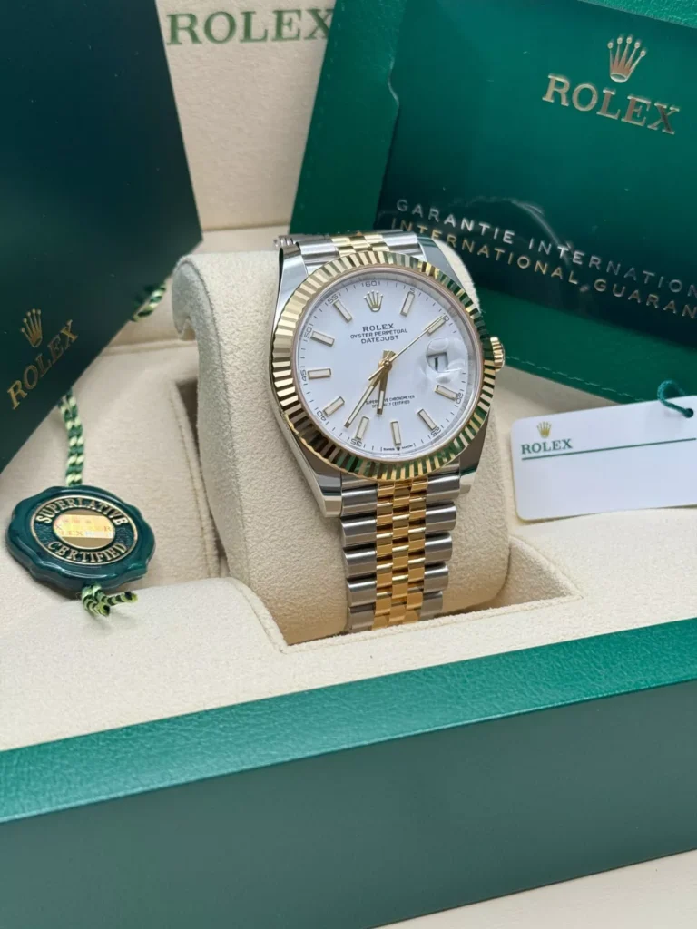 RLX Datejust 41mm 126333 White Index Oyster Steel and Yellow Gold Mens Watch