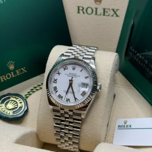 RLX Datejust 41mm 126334 White Roman Oyster Stainless Steel Mens Watch