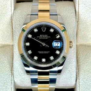 RLX Datejust 41mm 126303 Black Diamond Oyster Steel and Yellow Gold Mens Watch