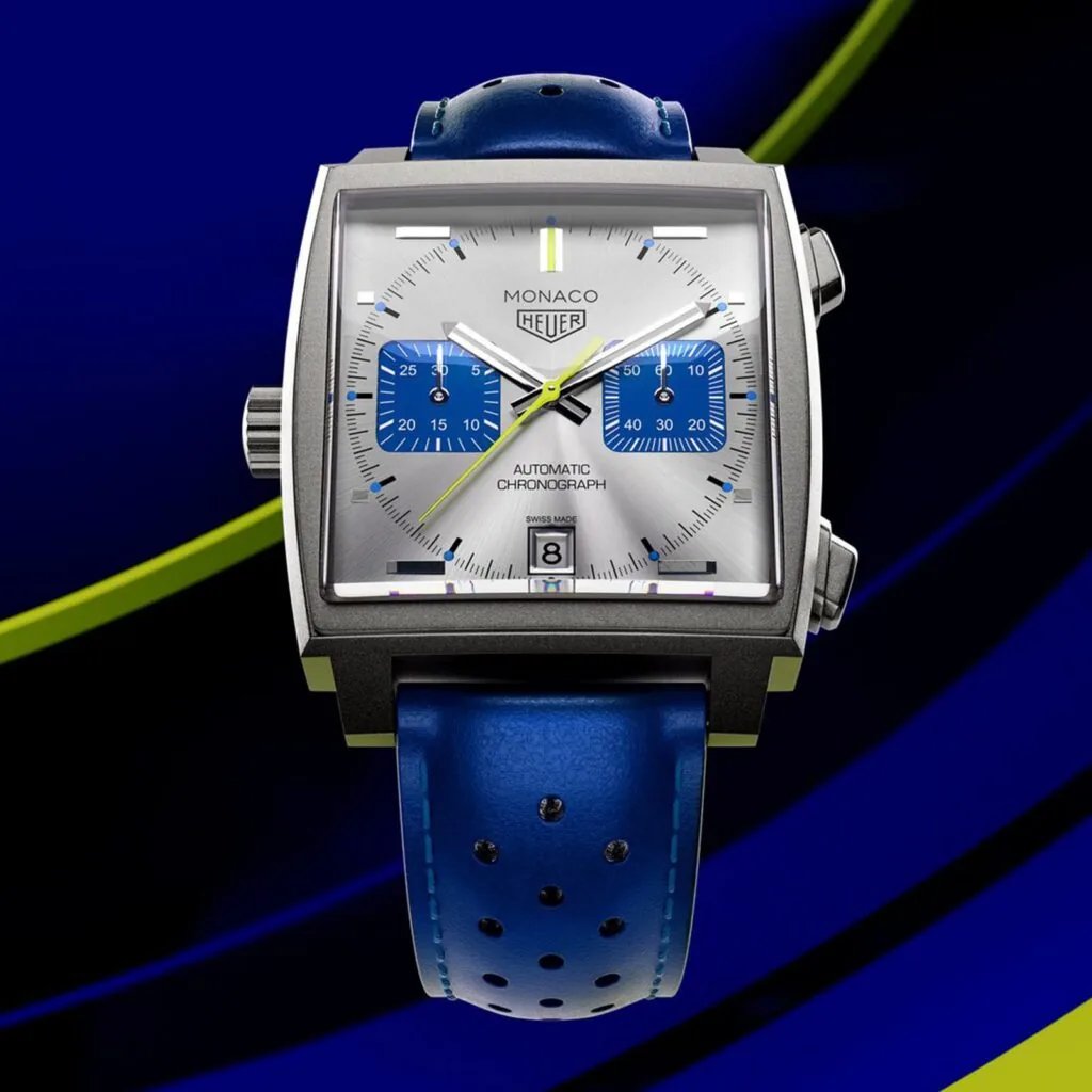 TAG Heuer Monaco Chronograph Racing Blue Limited Edition 39mm Mens Watch Silver CAW218C.FC6548
