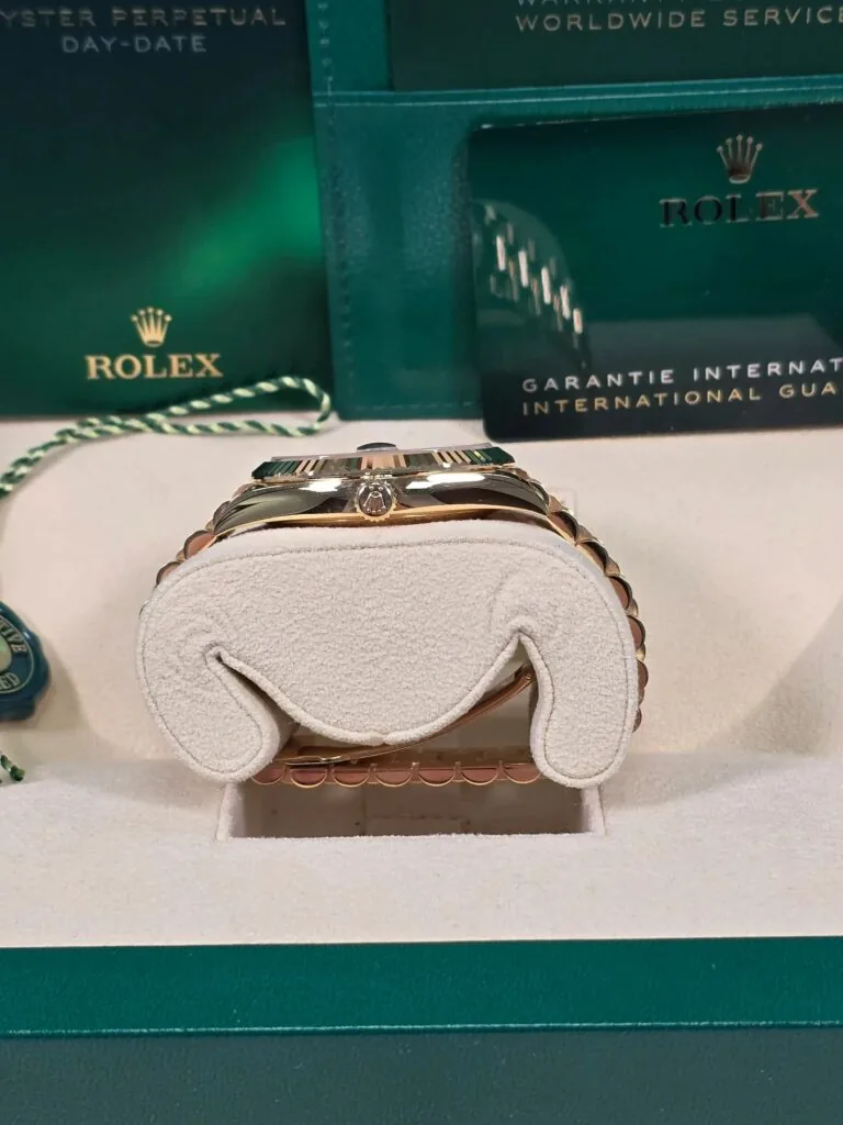RLX Day-Date "President" 40mm Yellow Gold Silver Index Dial - 228238