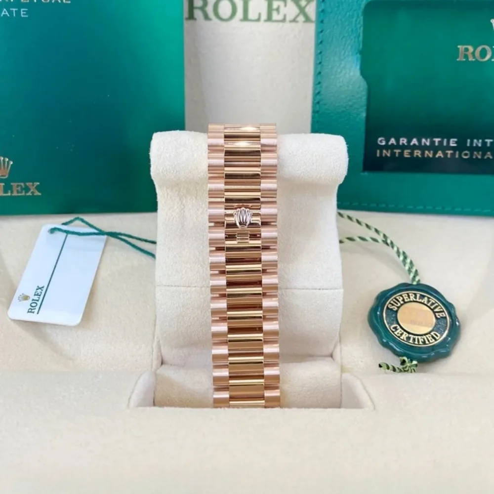 RLX Day-Date "President" 40mm Everose Eisenkiesel Diamond Baguette Dial - 228235