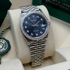 RLX Datejust 36mm 126284 Blue Jubilee Diamond Dial & Diamond Bezel, Stainless Steel Oyster Bracelet Watch