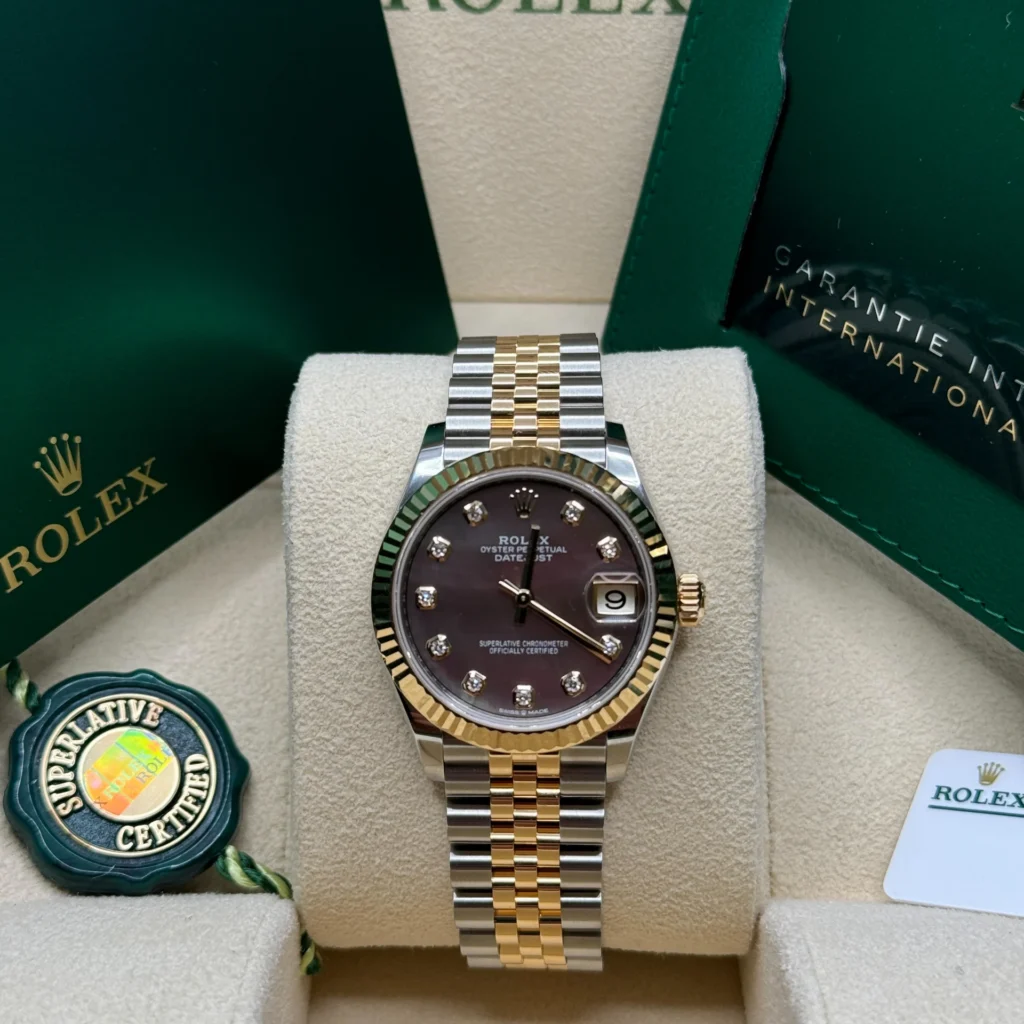 RLX Datejust m278273-0023/0024 31mm Black Mother-of-Pearl Dial Stainless Steel and Yellow Gold Oyster Watch