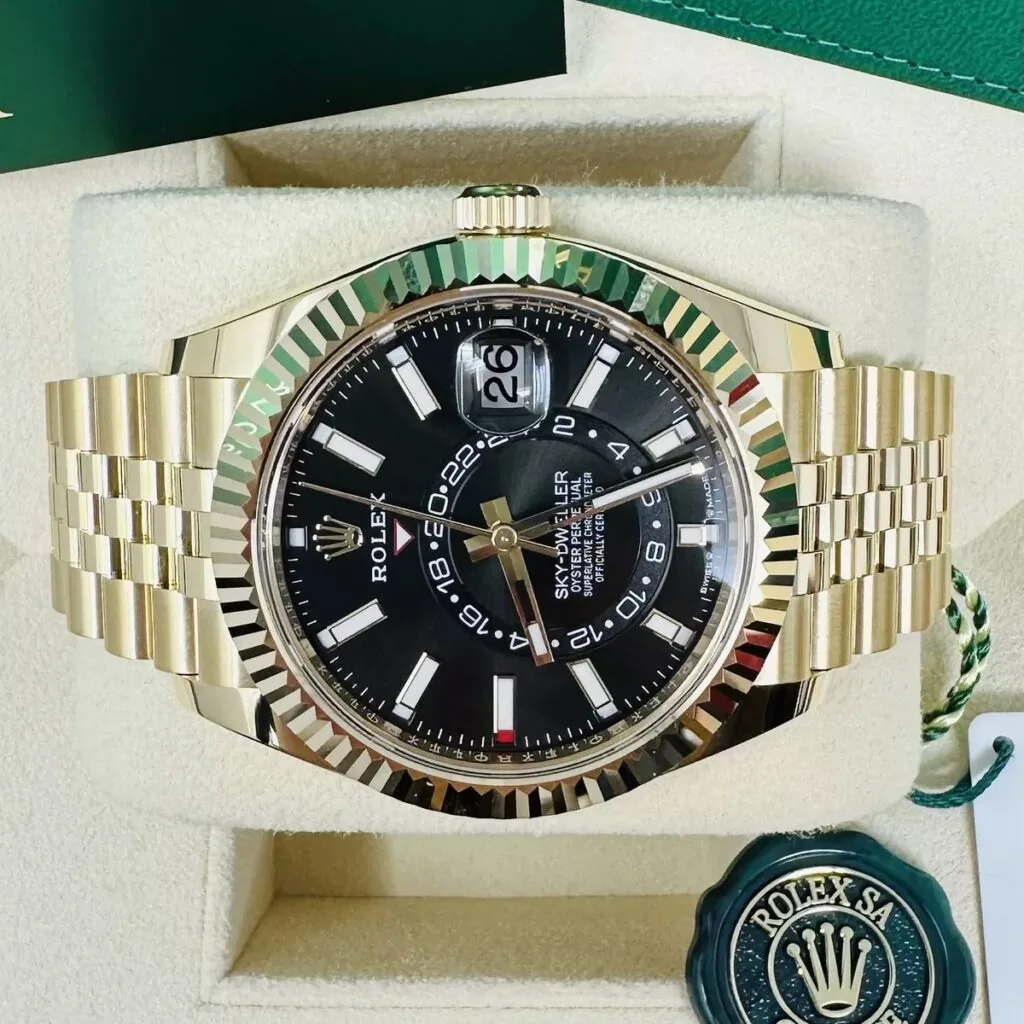 RLX Sky-Dweller 42mm 336938-0002/0005 Yellow Gold Black Dial Oyster