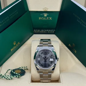 RLX Datejust 41mm 126300 Slate Roman Oyster Stainless Steel Watch