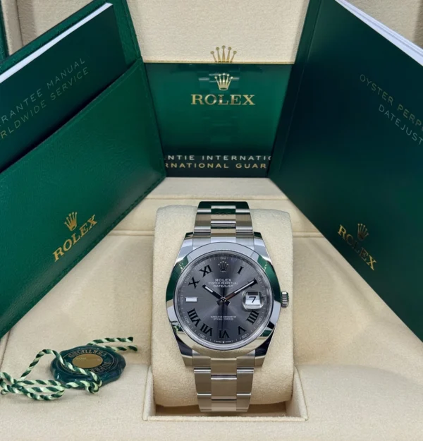 RLX Datejust 41mm 126300 Slate Roman Oyster Stainless Steel Watch