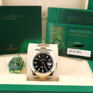 RLX Datejust 41mm 126303 Black Index Jubilee 41mm Steel and Yellow Gold Mens Watch