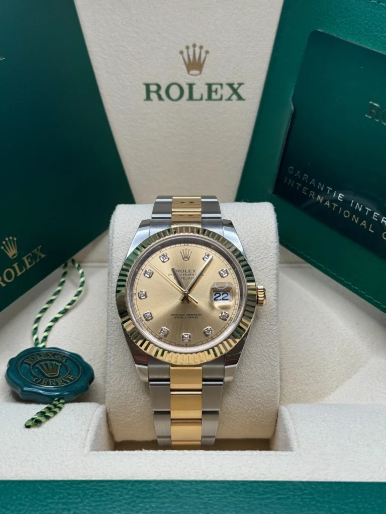 RLX Datejust 41mm Two-Tone Yellow Gold Fluted Bezel Champagne Diamond Dial Oyster - 126333