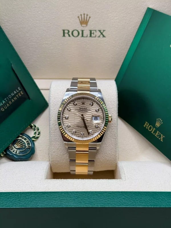 RLX Datejust 36mm 126233 Champagne Fluted Motif Diamond Dial Jubilee Bracelet