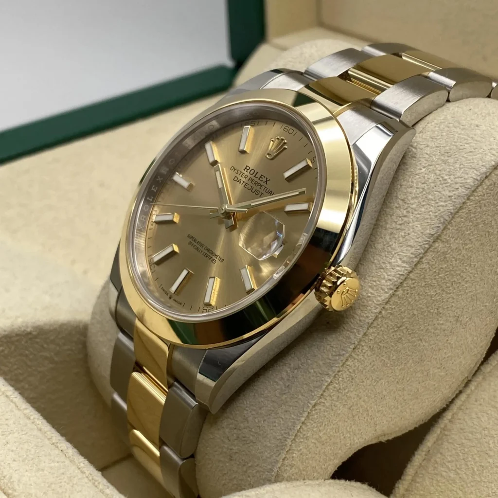 RLX Datejust 41mm 126303 Champagne Index Oyster Steel and Yellow Gold Mens Watch