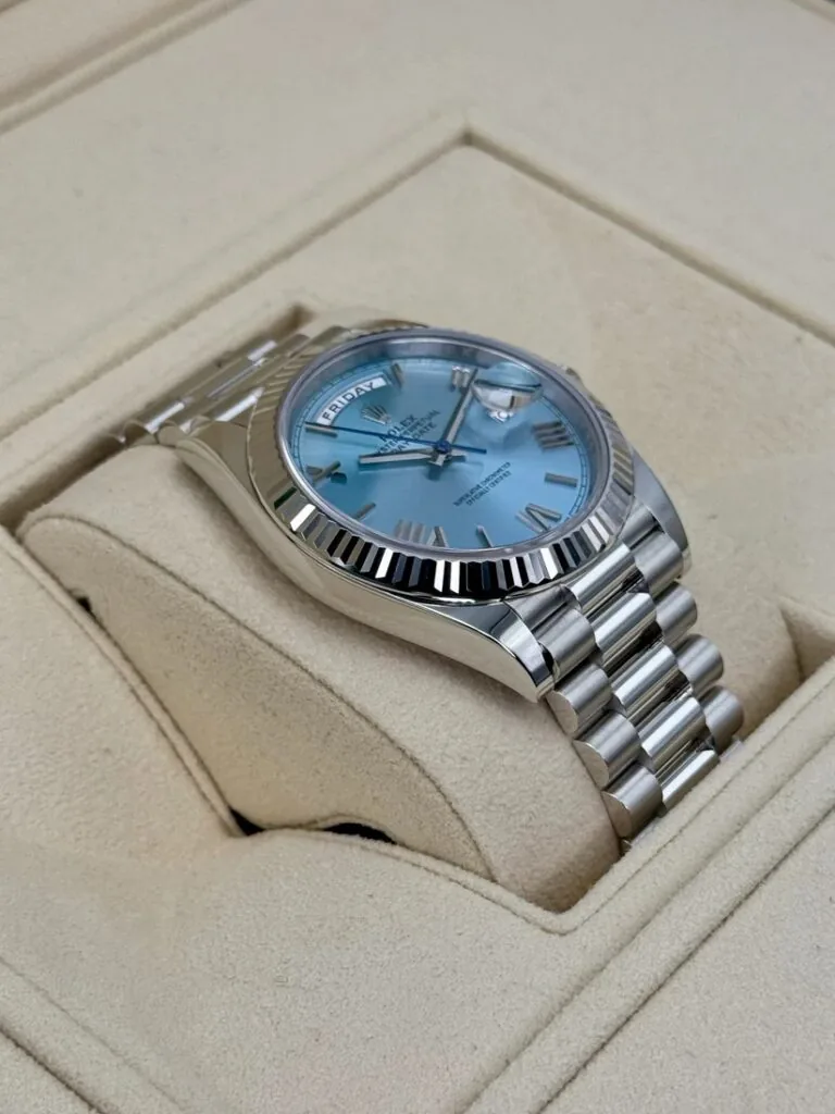 RLX Day-Date "President" 40mm Platinum Ice Blue Roman Dial - 228236