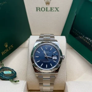 RLX Datejust 41mm Blue Fluted Motif Index Dial Jubilee Bracelet Watch - 126334