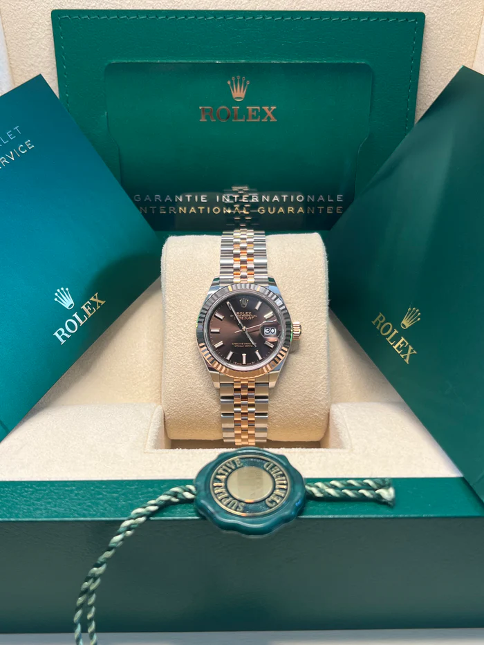 RLX Lady-Datejust 31mm 279171 Chocolate Index Oyster Stainless Steel and Rose Gold