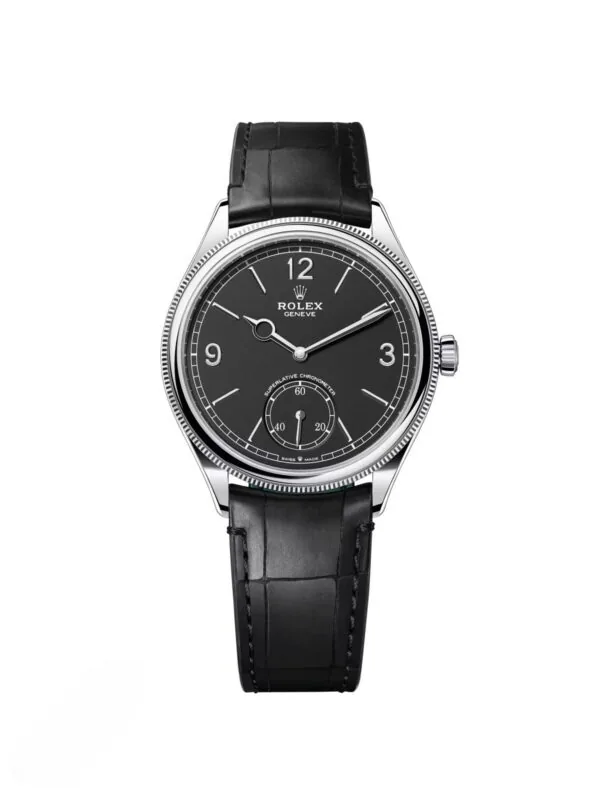 Rolex 1908 White Gold Black Dial Black Alligator Strap - 52509-0002