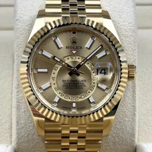 RLX Sky-Dweller 42mm 336938-0001/0004 Yellow Gold Champagne Dial Jubilee