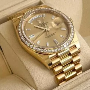 RLX Day-Date 40mm Champagne Diamond Dial and Bezel Yellow Gold President Bracelet 228348RBR-0002