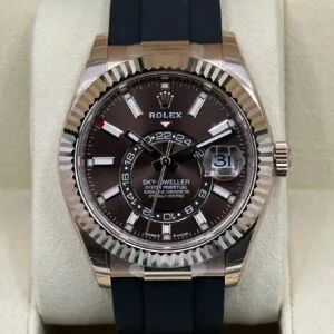 RLX Sky-Dweller 42mm Rose Gold Chocolate Dial Oysterflex - 336235