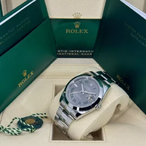 RLX Datejust 41mm 126300 Slate Roman Oyster Stainless Steel Watch
